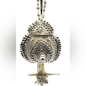 Silver lantern style handbag
